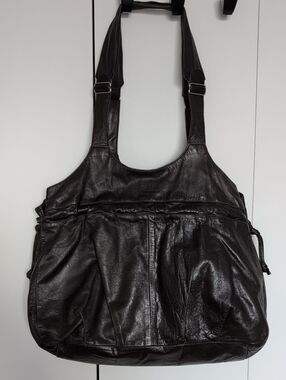 RUDSAK Dark Brown Leather Tote with Adjustable Straps